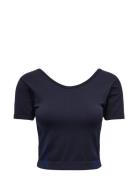 Onpkay Ss Crop Seam Top Tops Crop Tops Short-sleeved Crop Tops Navy Only Play