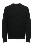 Onskalle Reg 12 Struc Crew Knit Noos Tops Knitwear Long Sleeve Knitted Polos Black ONLY & SONS