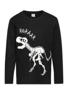 Top Ls Dino Glow In Dark Tops T-shirts Long-sleeved T-Skjorte Black Lindex