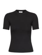 Modal Rib Slit Detail T-Shirt Ss Tops T-shirts & Tops Short-sleeved Black Calvin Klein