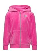 Hoodjacket With Zipper Velour Tops Sweatshirts & Hoodies Hoodies Pink Lindex