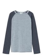 Nkmwang Wool Needle Ls Top Solid Tops T-shirts Long-sleeved T-Skjorte Blue Name It