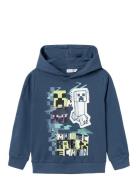 Nkmjiro Minecraft Sweat Wh Bru Noos Bfu Tops Sweatshirts & Hoodies Hoodies Blue Name It