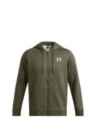 Ua Icon Fleece Fz Hood Sport Sweatshirts & Hoodies Hoodies Khaki Green Under Armour