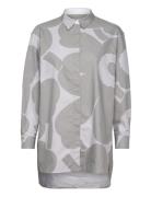 Ruoste Unikko Tops Shirts Long-sleeved Grey Marimekko