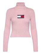 Tjw Melange Trtlnck Flag Sweater Tops Knitwear Turtleneck Pink Tommy Jeans