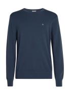 Micro Pique Structure Sweater Tops Knitwear Round Necks Navy Calvin Klein