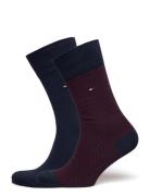 Th Men Sock 2P Irregular Herringb Underwear Socks Regular Socks Navy Tommy Hilfiger