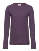 2X2 Cotton Stripe Talino Top Tops T-shirts Long-sleeved T-Skjorte Purple Mads Nørgaard