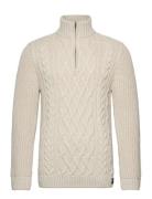 Jacob Cable Knit Half Zip Tops Knitwear Half Zip Jumpers Cream Superdry