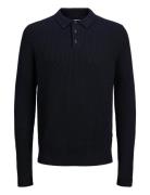 Jjpannel Knit Polo Aw24 Tops Knitwear Long Sleeve Knitted Polos Navy Jack & J S