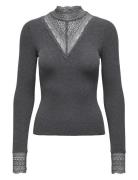 Onltilde L/S High Neck Lace Top Jrs Noos Tops T-shirts & Tops Long-sleeved Grey ONLY