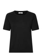 Cc Heart Ella Soft Knit Tee Tops T-shirts & Tops Short-sleeved Black Coster Copenhagen