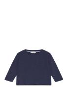 Long Sleeve Cotton T-Shirt Tops T-shirts Long-sleeved T-Skjorte Navy Mango