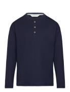 Long Sleeve Cotton T-Shirt Tops T-shirts Long-sleeved T-Skjorte Navy Mango