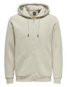 Onsceres Zip Thr. Hoodie Sweat Noos Tops Sweatshirts & Hoodies Hoodies Cream ONLY & SONS