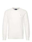 Textured Cotton Crewneck Sweater Tops Knitwear Round Necks White Polo Ralph Lauren