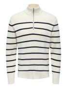 Onsphil Reg 12 Struc Half Zip Knit Noos Tops Knitwear Half Zip Jumpers White ONLY & SONS