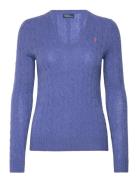 Cable-Knit Wool-Cashmere V-Neck Sweater Tops Knitwear Jumpers Blue Polo Ralph Lauren