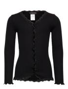 Rkbeatha Ls Cardigan W/ Lace Tops Knitwear Cardigans Black Rosemunde Kids