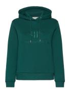 Reg Tonal Shield Hoodie Tops Sweatshirts & Hoodies Hoodies Green GANT