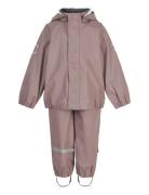 Pu Rain W. Susp. Recycled Outerwear Rainwear Rainwear Sets Pink Mikk-line