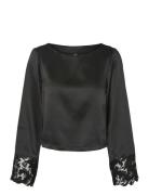 Vmmerle Lace Ls Boat Neck Top Wvn Ga Tops Blouses Long-sleeved Black Vero Moda