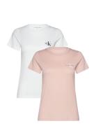 2-Pack Monologo Slim Tee Tops T-shirts & Tops Short-sleeved Pink Calvin Klein Jeans