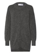 Slfsia Ras Ls Knit Long Cardigan Tops Knitwear Cardigans Grey Selected Femme