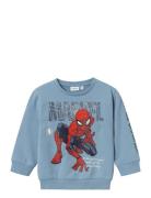 Nmmasist Spider Nreg Sweat Bru Mar Tops Sweatshirts & Hoodies Sweatshirts Blue Name It