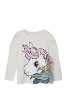 Nmfsille Mlp Ls Top Cplg Tops T-shirts Long-sleeved T-Skjorte Beige Name It