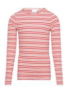 Tnlena L_S Rib Tee Tops T-shirts Long-sleeved T-Skjorte Pink The New