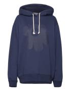 Teesi Unikko Placement Tops Sweatshirts & Hoodies Hoodies Navy Marimekko