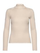 Beatha Silk T-Shirt W/ Lace Tops T-shirts & Tops Long-sleeved Cream Rosemunde