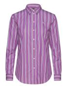 Classic Fit Striped Broadcloth Shirt Tops Shirts Long-sleeved Purple Lauren Ralph Lauren