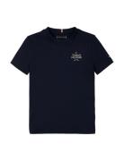 Th Logo Puff Print Reg Tee Ss Tops T-Kortærmet Skjorte Navy Tommy Hilfiger