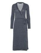 Elisa Harlekin Wrap Dress Knælang Kjole Blue Ilse Jacobsen