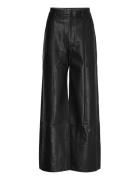 Marlowe Pu Wide Leg Pant Bottoms Trousers Leather Leggings-Bukser Black Bardot