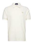 Open Waffle Polo Shirt Tops Knitwear Short Sleeve Knitted Polos Cream Fred Perry