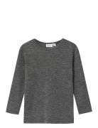 Nmmwang Wool Rib Ls Top Tops T-shirts Long-sleeved T-Skjorte Grey Name It