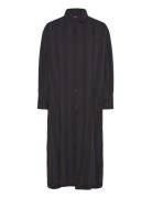 Floret Shirtdress Stripe Knælang Kjole Black Moshi Moshi Mind