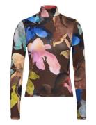 Elastic High Neck Collared Top, 224 Tops T-shirts & Tops Long-sleeved Multi/patterned STINE GOYA