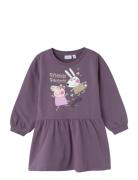 Nmfamira Peppapig Ls Swe Dress Bru Cplg Dresses & Skirts Dresses Casual Dresses Long-sleeved Casual Dresses Purple Name It