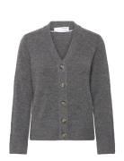 Slfmaline New Ls Knit Short Cardi Noos Tops Knitwear Cardigans Grey Selected Femme