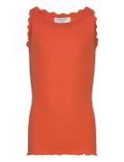 Beatha Silk Top W/ Lace Tops T-shirts Sleeveless Orange Rosemunde Kids