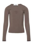 Viscose Long Sleeve Tee Tops T-shirts Long-sleeved T-Skjorte Brown Rosemunde Kids