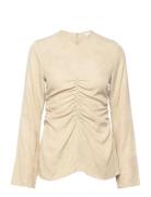 Kristy - Matte Jacquard Tops Blouses Long-sleeved Beige Day Birger Et Mikkelsen