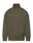 Sweater Halfzip Solid Tops Sweatshirts & Hoodies Sweatshirts Khaki Green Lindex