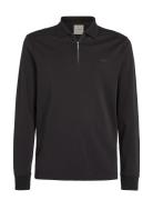 Liquid Touch Welt Zip Ls Polo Tops Polos Long-sleeved Black Calvin Klein