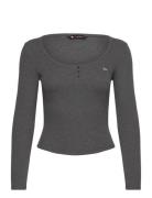 Tjw Melange Henley Ls Ext Tops T-shirts & Tops Long-sleeved Grey Tommy Jeans